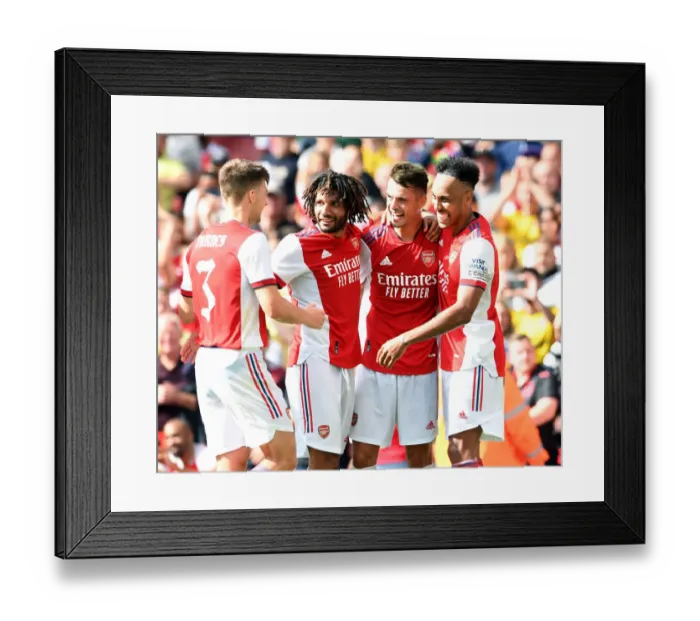 Framed Print : Arsenal's Xhaka, Elneny, and Aubameyang Celebrate Goal Against Chelsea in Pre-Season Friendly Framed Print : Arsenal's Xhaka, Elneny, and Aubameyang Celebrate Goal Against Chelsea in Pre-Season Friendly