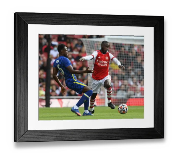 Framed Print : Clash of Wings: Pepe vs. Rahman - Arsenal vs. Chelsea Pre-Season Showdown (2021-22)