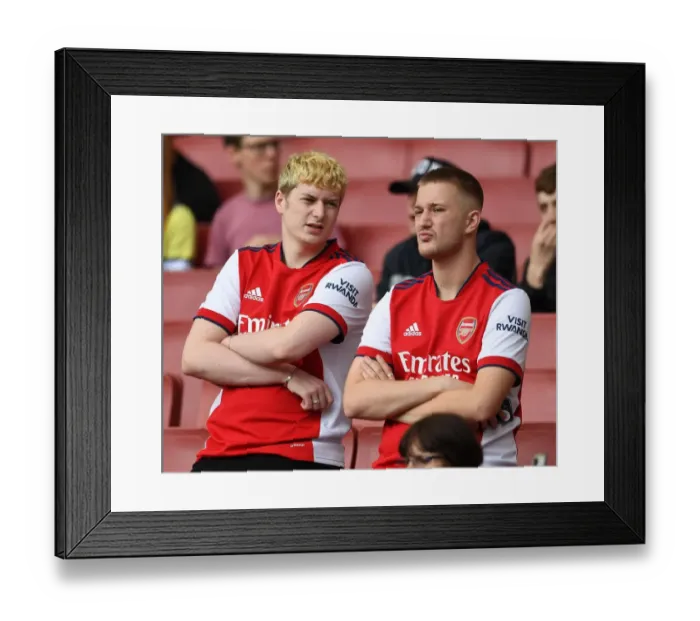 Framed Print : Arsenal fans before the match. Arsenal 1: 2 Chelsea. The Mind Series