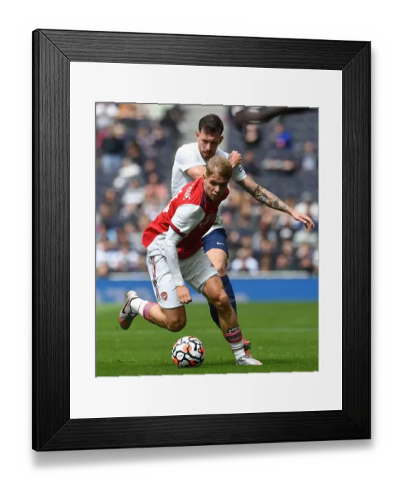 Framed Print : Clash of Midfield Talents: Smith Rowe vs. Hojbjerg - Tottenham vs. Arsenal London Derby