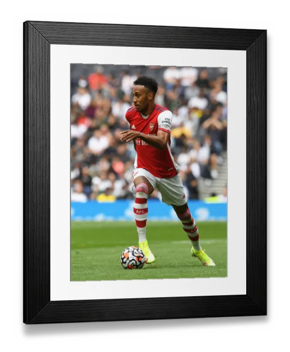 Framed Print : Arsenal's Aubameyang vs. Tottenham: A Mental Battle at The New Stadium - London's Premier Clash Framed Print : Arsenal's Aubameyang vs. Tottenham: A Mental Battle at The New Stadium - London's Premier Clash