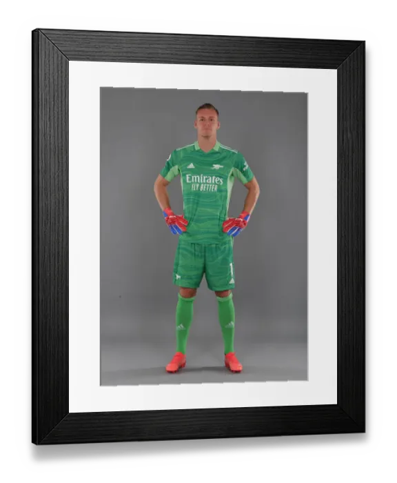 Framed Print : Arsenal's Bernd Leno Kick-Off 2021-22 Season: Arsenal FC Photocall
