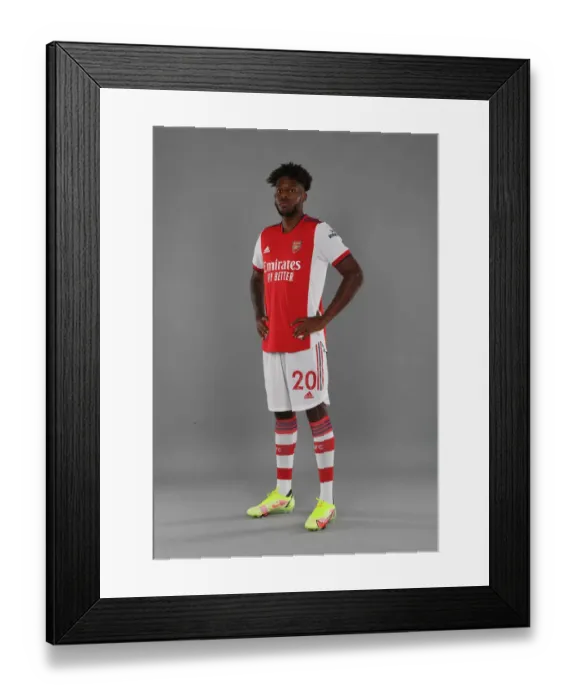 Framed Print : Arsenal's Newest Addition: Nuno Tavares Poses at Arsenal's 2021-22 Photocall