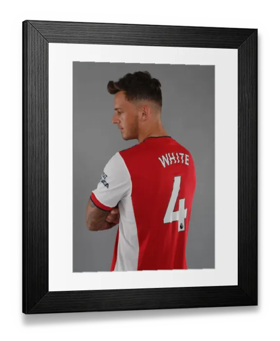 Framed Print : Arsenal's Ben White Kicks Off New Season at London Colney Training Ground Framed Print : Arsenal's Ben White Kicks Off New Season at London Colney Training Ground