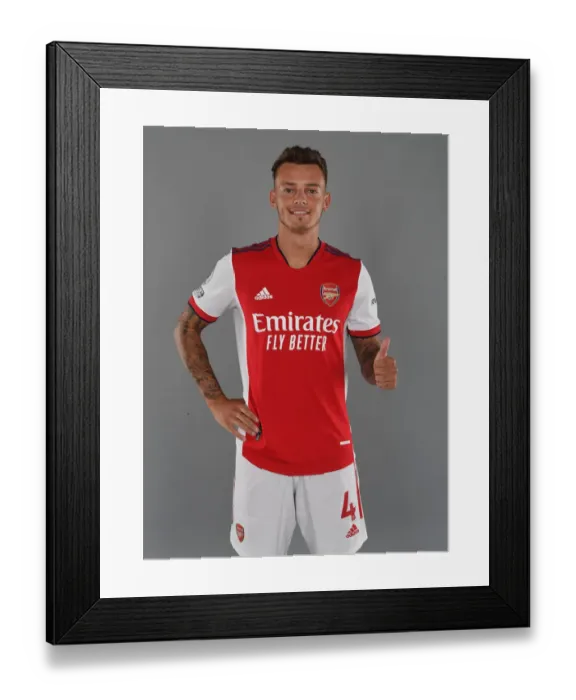Framed Print : Arsenal's Ben White Kicks Off New Season at London Colney Training Ground Framed Print : Arsenal's Ben White Kicks Off New Season at London Colney Training Ground