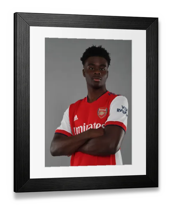 Framed Print : Bukayo Saka Kicks Off Arsenal's 2021-22 Season: Arsenal FC Training at London Colney