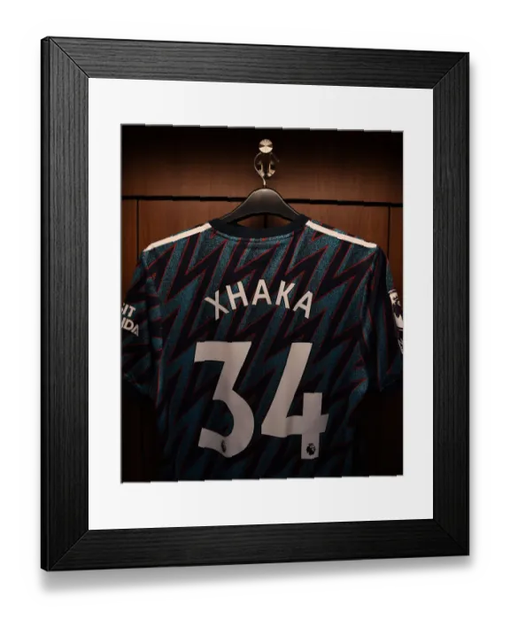 Framed Print : Granit Xhaka's Arsenal Shirt in Brentford Changing Room - Premier League 2021-22 Framed Print : Granit Xhaka's Arsenal Shirt in Brentford Changing Room - Premier League 2021-22