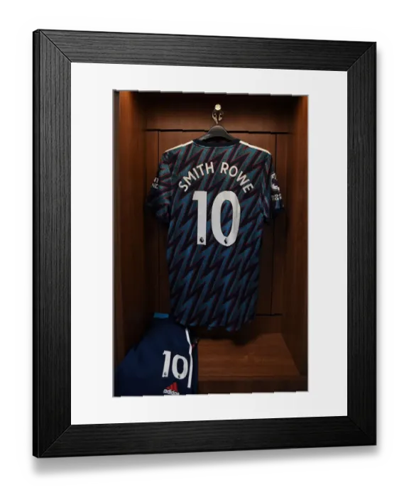 Framed Print : Arsenal's Emile Smith Rowe Jersey in Brentford Changing Room - Premier League 2021-22
