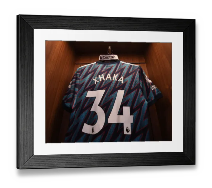 Framed Print : Granit Xhaka's Pre-Match Ritual: Arsenal Captain Readies for Brentford Clash (2021-22)