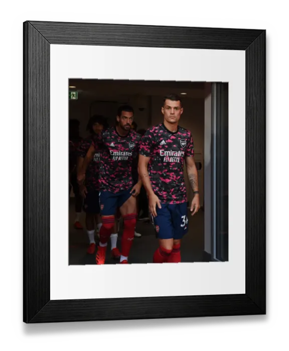 Framed Print : Arsenal's Xhaka Leads the Charge in Brentford Showdown - Premier League 2021-22