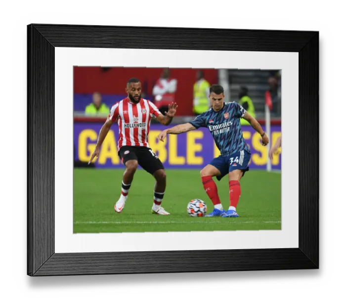 Framed Print : Xhaka vs Mbeumo: Battle in the Premier League - Brentford vs Arsenal (2021-22)