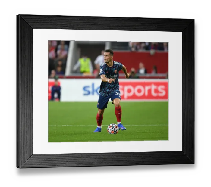 Framed Print : Granit Xhaka in Action: Arsenal vs. Brentford, 2021-22 Premier League