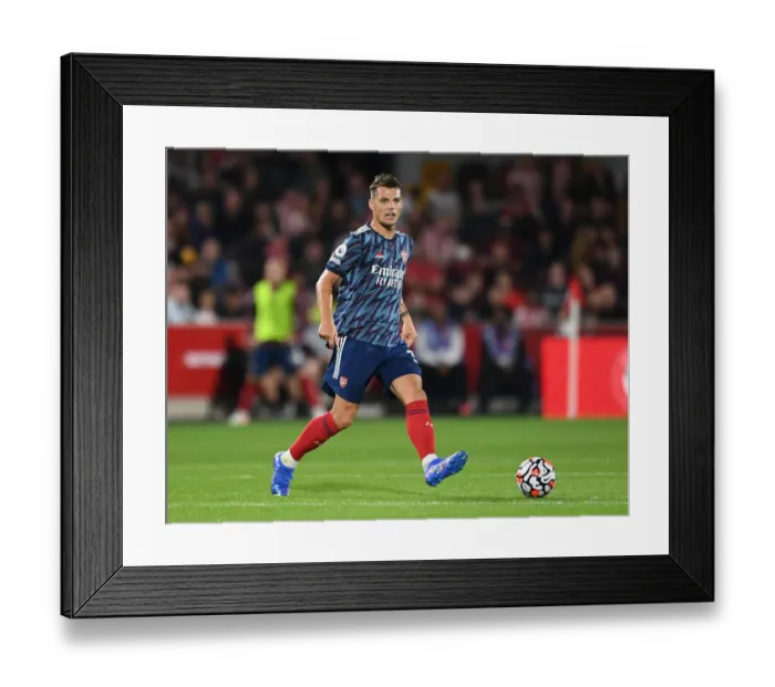 Framed Print : Granit Xhaka: In Action Against Brentford in 2021-22 Premier League
