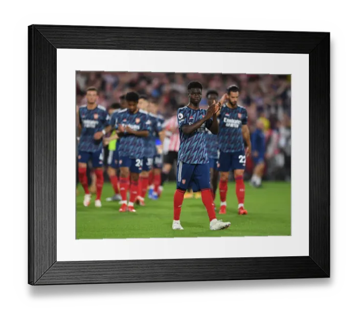 Framed Print : Bukayo Saka Applauds Arsenal Fans: Brentford vs Arsenal, 2021-22 Premier League Framed Print : Bukayo Saka Applauds Arsenal Fans: Brentford vs Arsenal, 2021-22 Premier League