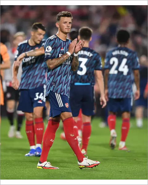 Arsenal's Ben White Applauding Fans after Brentford Victory - 2021-22 Premier League