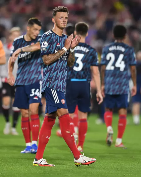 Arsenal's Ben White Applauding Fans after Brentford Victory - 2021-22 Premier League