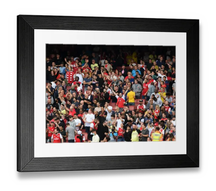 Framed Print : Passionate Arsenal Fans at Emirates Stadium: Arsenal vs. Chelsea, Premier League 2021-22