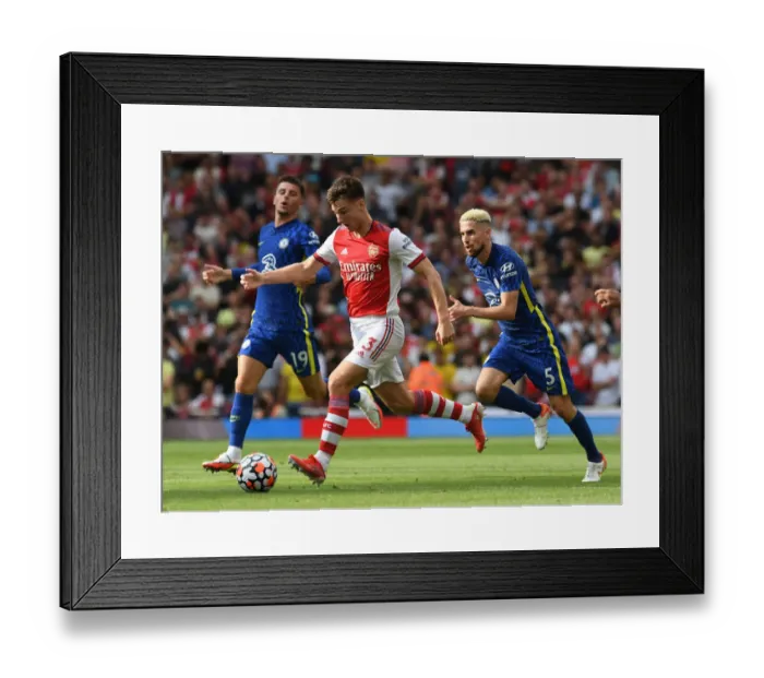 Framed Print : Arsenal vs. Chelsea Showdown: A Battle of Tierney vs. Jorginho