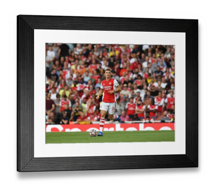 Framed Print : Granit Xhaka in Action: Arsenal vs. Chelsea, Premier League 2021-22
