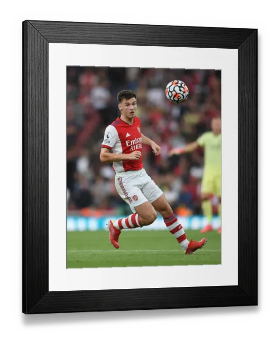 Framed Print : Arsenal's Kieran Tierney in Action Against Chelsea - Premier League 2021-22