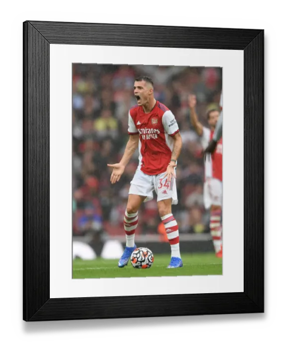 Framed Print : Granit Xhaka: Arsenal's Midfield Maestro in Action Against Chelsea, Premier League 2021-22