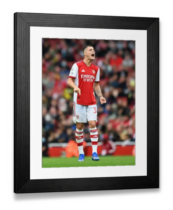 Framed Print : Granit Xhaka: In Action for Arsenal Against Chelsea in Premier League 2021-22