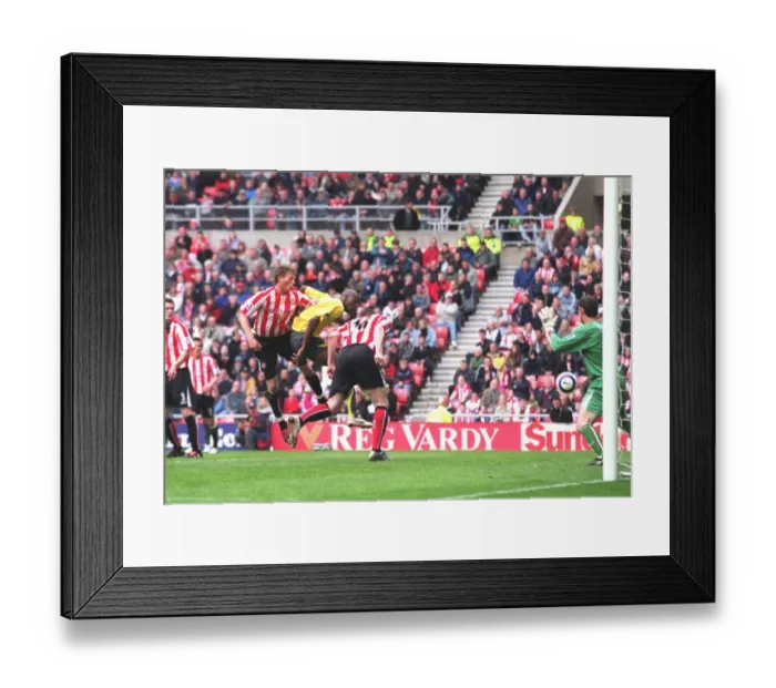 Framed Print : Danny Collins (Sunderland) heads into his own goal under pressure from Abu Diaby for the 1st Arsenal Framed Print : Danny Collins (Sunderland) heads into his own goal under pressure from Abu Diaby for the 1st Arsenal