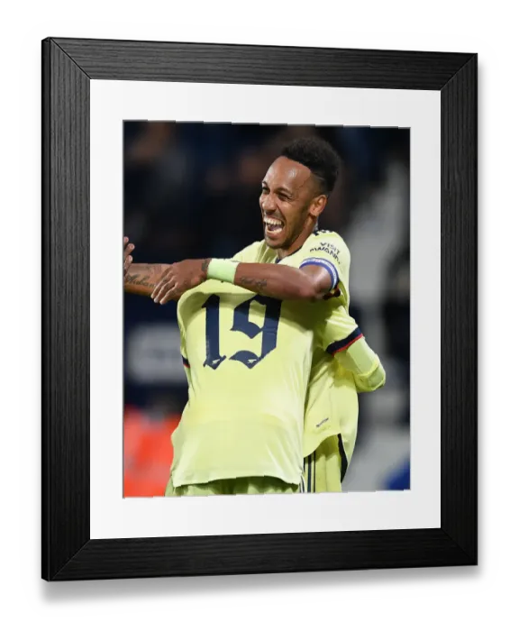 Framed Print : Aubameyang and Pepe Score for Arsenal in Carabao Cup Victory over West Bromwich Albion