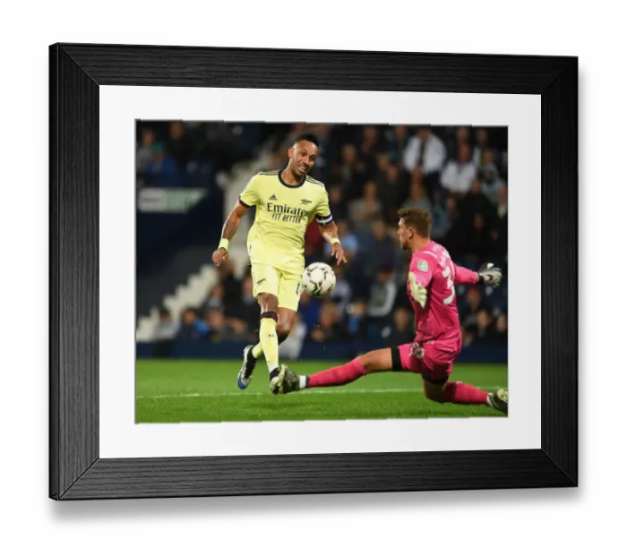 Framed Print : Aubameyang Chips Over Palmer: Arsenal's Carabao Cup Victory at West Bromwich Albion