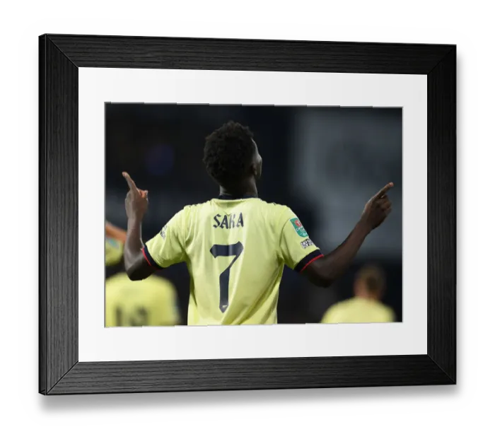 Framed Print : Arsenal's Bukayo Saka Scores Brace: Carabao Cup Victory over West Bromwich Albion