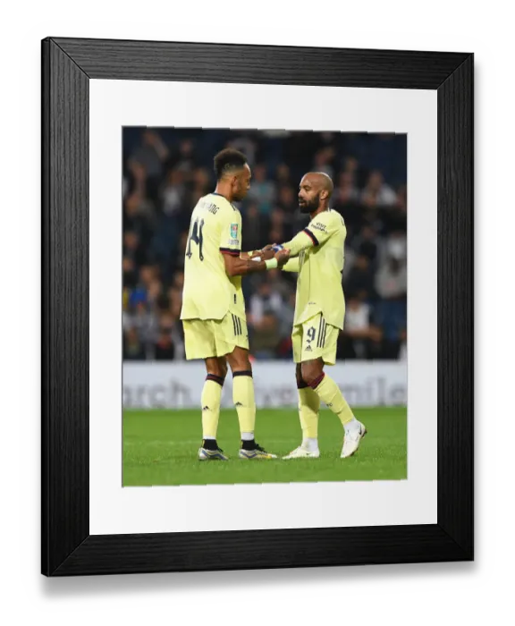 Framed Print : Arsenal's Aubameyang Passes Captaincy to Lacazette in Carabao Cup Clash vs. West Bromwich Albion