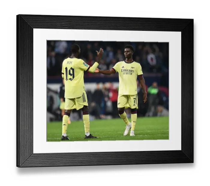 Framed Print : Arsenal Celebrate Carabao Cup Victory Over West Bromwich Albion: Saka and Pepe