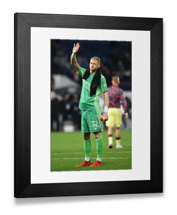 Framed Print : Arsenal Advance in Carabao Cup: Aaron Ramsdale Celebrates Win Against West Bromwich Albion
