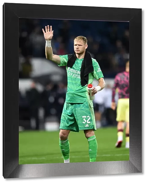 Arsenal's Aaron Ramsdale Celebrates Carabao Cup Victory over West Bromwich Albion
