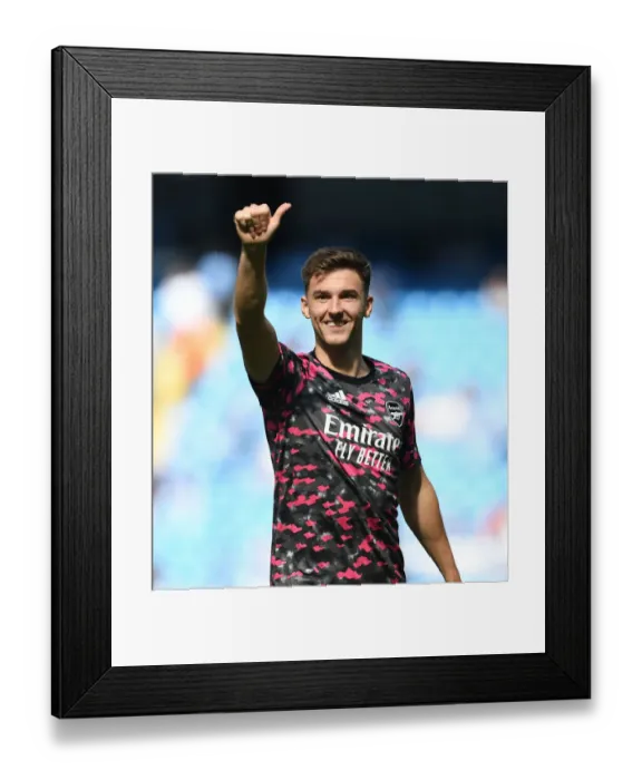 Framed Print : Arsenal's Kieran Tierney Ready for Manchester City Showdown - Premier League 2021-22