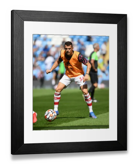 Framed Print : Granit Xhaka Gears Up: Manchester City vs Arsenal, Premier League 2021-22 Framed Print : Granit Xhaka Gears Up: Manchester City vs Arsenal, Premier League 2021-22