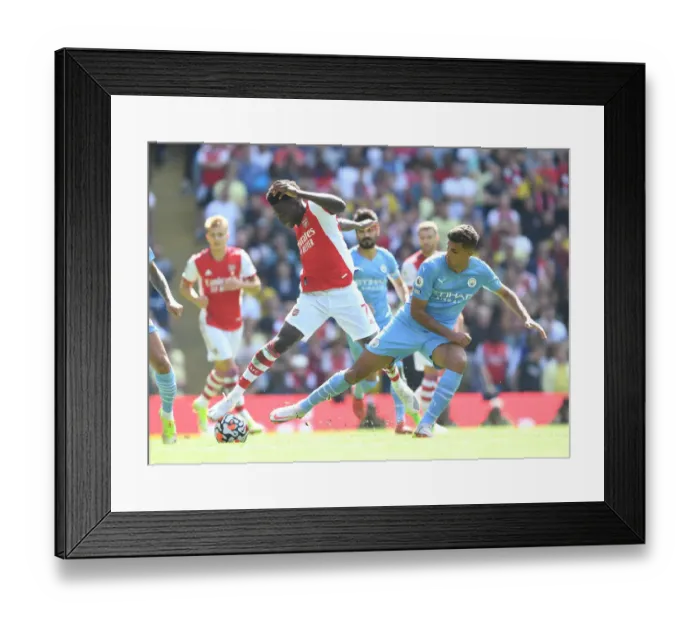 Framed Print : Saka vs Cancelo: Manchester City vs Arsenal, Premier League Showdown (2021-22)