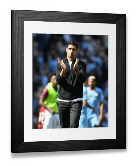 Framed Print : Arsenal Manager Mikel Arteta Applauds Fans After Manchester City Showdown in Premier League