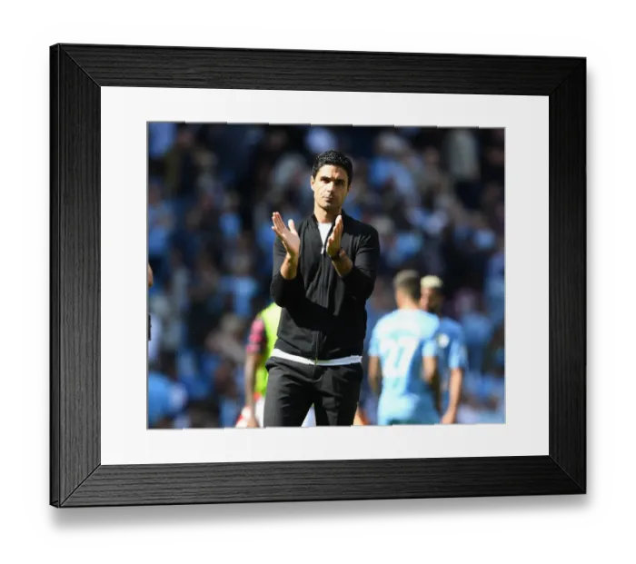 Framed Print : Mikel Arteta Salutes Arsenal Fans after Manchester City Rivalry