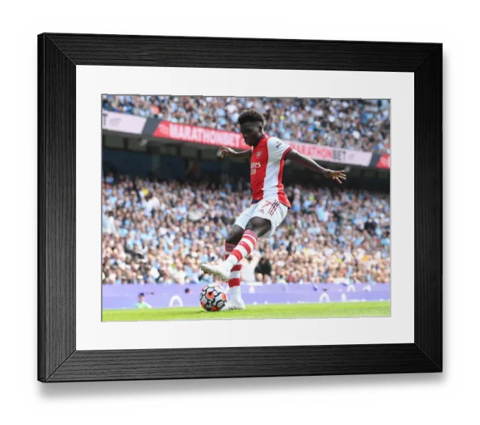Framed Print : Bukayo Saka in Action: Manchester City vs. Arsenal, Premier League 2021-22 Framed Print : Bukayo Saka in Action: Manchester City vs. Arsenal, Premier League 2021-22