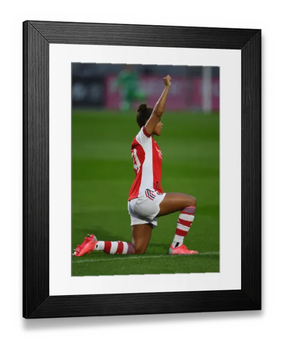 Framed Print : Arsenal Women Kneel for Equality: Arsenal v Slavia Prague, UEFA Women's Champions League, 2021-22