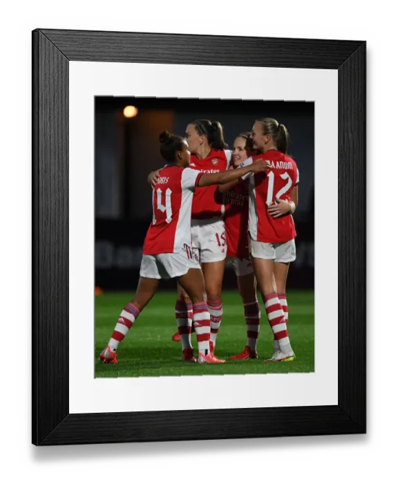 Framed Print : Arsenal Women Celebrate Kim Little's Goal in UEFA Women's Champions League Framed Print : Arsenal Women Celebrate Kim Little's Goal in UEFA Women's Champions League