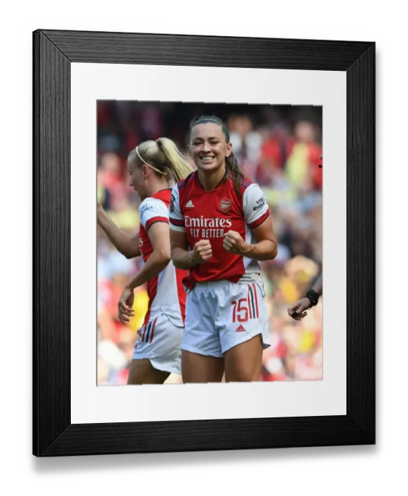 Framed Print : Arsenal's Katie McCabe Scores Hat-trick in Thrilling 3-2 Victory over Chelsea Women in FA WSL