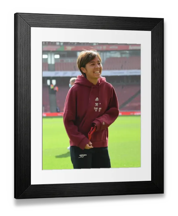 Framed Print : Mana Iwabuchi of Arsenal Prepares for Arsenal Women vs. Chelsea Women FA WSL Clash at Emirates Stadium