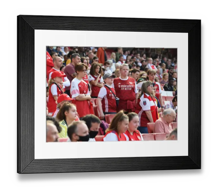 Framed Print : Arsenal Fans Rally at Emirates Stadium for Arsenal Women vs. Chelsea Women FA WSL Match Framed Print : Arsenal Fans Rally at Emirates Stadium for Arsenal Women vs. Chelsea Women FA WSL Match