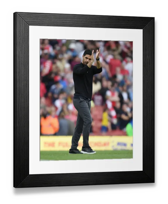 Framed Print : Mikel Arteta Celebrates with Arsenal Fans: Arsenal's Triumph over Norwich City