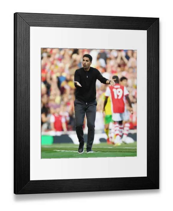 Framed Print : Mikel Arteta Guides Arsenal in Premier League Battle Against Norwich City