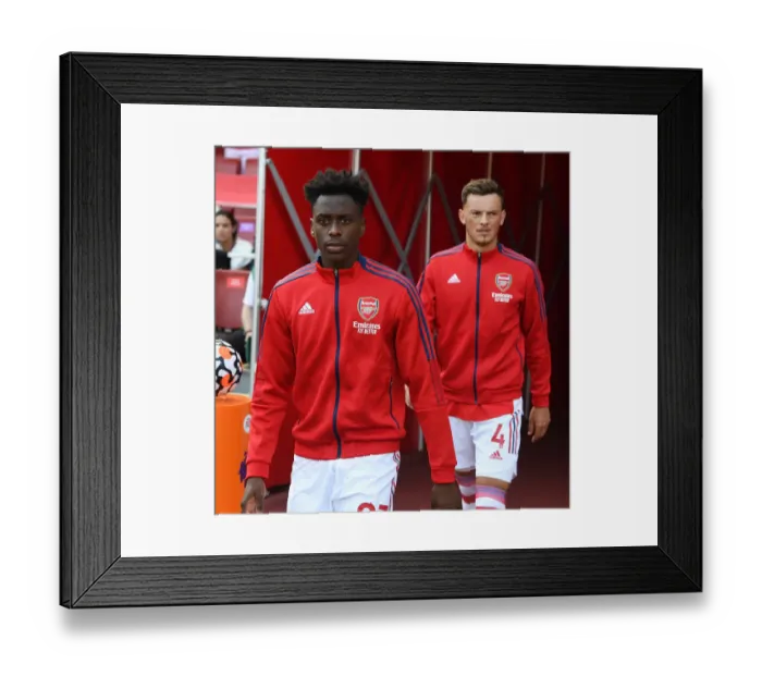 Framed Print : Arsenal's Sambi Lokonga and Ben White Pre-Match: Arsenal vs Norwich City, 2021-22 Premier League