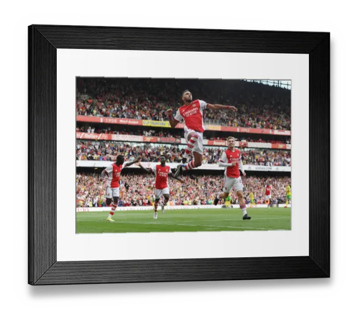Framed Print : Arsenal's Aubameyang Scores in Victory over Norwich City (2021-22) Framed Print : Arsenal's Aubameyang Scores in Victory over Norwich City (2021-22)