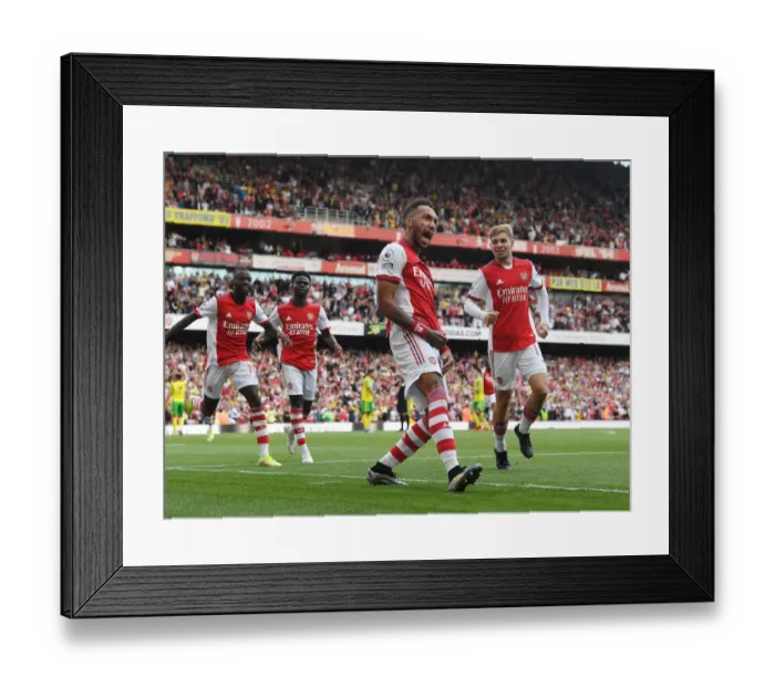 Framed Print : Aubameyang's Strike: Arsenal's Victory Over Norwich City in Premier League 2021-22 Framed Print : Aubameyang's Strike: Arsenal's Victory Over Norwich City in Premier League 2021-22